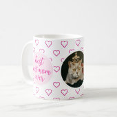 Beste Kattenmoeder Ooit Schattige Roze Hartpatroon Koffiemok (Voorkant links)