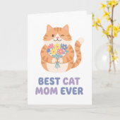 Beste Kattenmoeder Ooit Tabby Kat Grafisch Kaart (Gele Bloem)