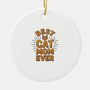 Beste kattenmoeder ooit vintage graveerontwerp_1 keramisch ornament