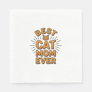 Beste kattenmoeder ooit vintage graveerontwerp_1 servet