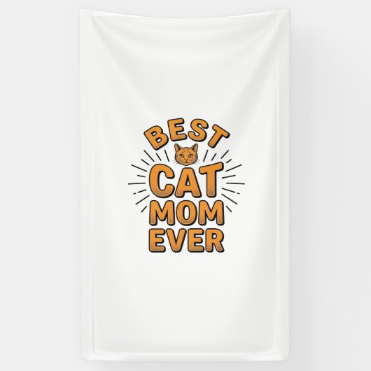 Beste kattenmoeder ooit vintage graveerontwerp_1 spandoek (Verticaal)