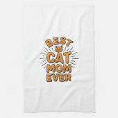Beste kattenmoeder ooit vintage graveerontwerp_1 theedoek (Verticaal)
