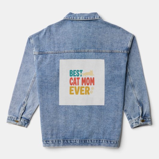 Beste kattenmoeder ooit vintage kattenliefhebber o denim jacket (Achterkant)