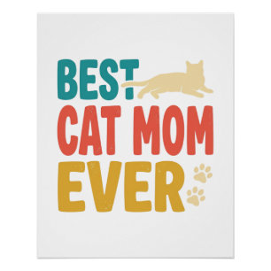 Beste kattenmoeder ooit vintage kattenliefhebber o perfect poster