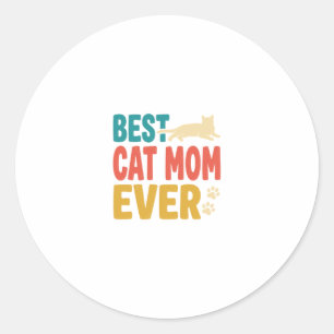 Beste kattenmoeder ooit vintage kattenliefhebber o ronde sticker