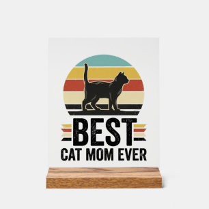 Beste Kattenmoeder Ooit Vintage Zwarte Kat Retro D Acryl Bord