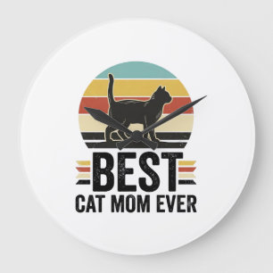 Beste Kattenmoeder Ooit Vintage Zwarte Kat Retro D Grote Klok