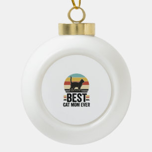 Beste Kattenmoeder Ooit Vintage Zwarte Kat Retro D Keramische Bal Ornament