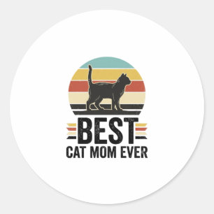 Beste Kattenmoeder Ooit Vintage Zwarte Kat Retro D Ronde Sticker