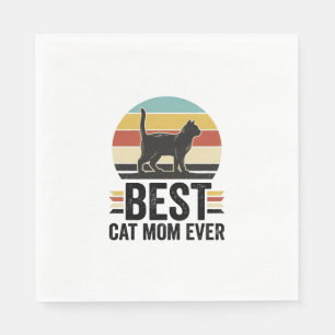 Beste Kattenmoeder Ooit Vintage Zwarte Kat Retro D Servet