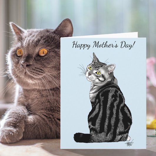 Beste kattenmoeder ooit Zilveren tabby Moederdag Kaart