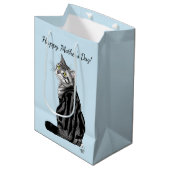 Beste kattenmoeder ooit Zilveren tabby Moederdag Medium Cadeauzakje (Voorkant Gekanteld)