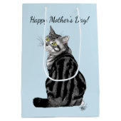 Beste kattenmoeder ooit Zilveren tabby Moederdag Medium Cadeauzakje (Achterkant)