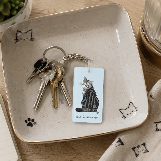 Beste kattenmoeder ooit Zilveren tabby Moederdag Sleutelhanger