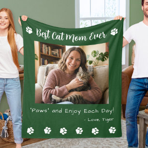 Beste kattenmoeder poten groene huisdier foto fleece deken
