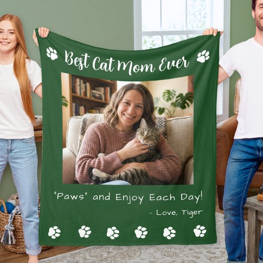 Beste kattenmoeder poten groene huisdier foto fleece deken