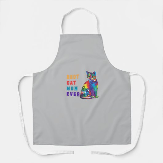 Beste kattenmoeder sms-meerkleurige kattenliefhebb schort (Voorkant)