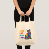 Beste kattenmoeder sms-meerkleurige kattenliefhebb tote bag (Voorkant (product))