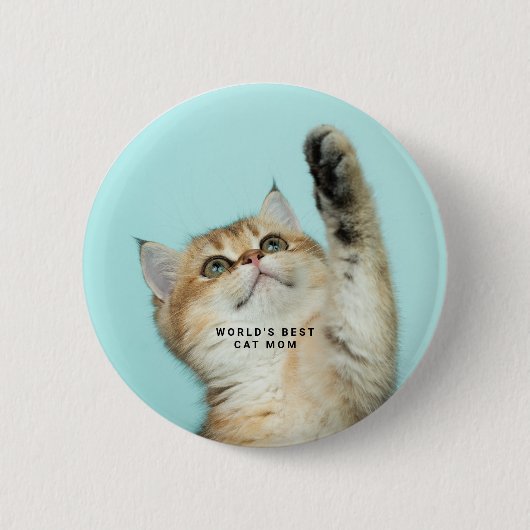 Beste Kattenmoeder ter Wereld Aangepaste Foto Ronde Button 5,7 Cm (Voorkant)