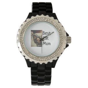 Beste kattenmoeder vader voeg kattenfoto naam cade horloge