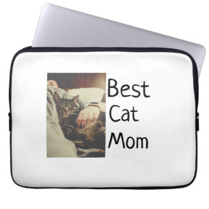 Beste kattenmoeder vader voeg kattenfoto naam cade laptop sleeve