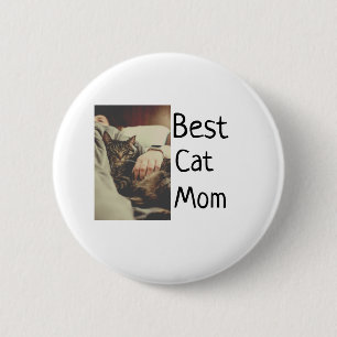 Beste kattenmoeder vader voeg kattenfoto naam cade ronde button 5,7 cm
