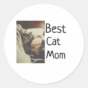 Beste kattenmoeder vader voeg kattenfoto naam cade ronde sticker