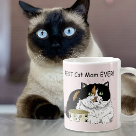 Beste kattenmoeder Verwende calico Moederdag Roze Koffiemok