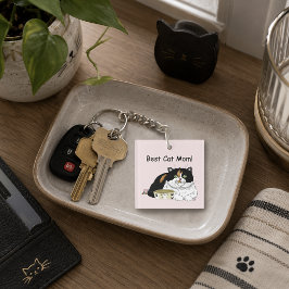 Beste Kattenmoeder Verwende Calico Moederdag Roze Sleutelhanger