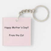 Beste Kattenmoeder Verwende Calico Moederdag Roze Sleutelhanger (Achterkant)