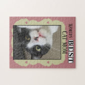 Beste kattenmoeder voeg foto toe roze groen legpuzzel (Horizontaal)