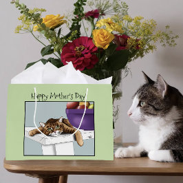 Beste Kattenmoeder Zoete Tabby Kat Moederdag Groen Groot Cadeauzakje
