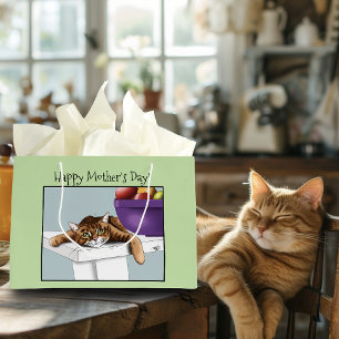 Beste kattenmoeder Zoete tabby kat Moederdag groen Groot Cadeauzakje