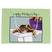Beste kattenmoeder Zoete tabby kat Moederdag groen Groot Cadeauzakje (Achterkant)