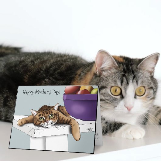 Beste Kattenmoeder Zoete Tabby Kat Moederdag Groen Kaart