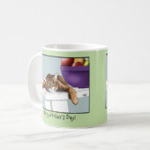 Beste Kattenmoeder Zoete Tabby Kat Moederdag Groen Koffiemok (Voorkant links)
