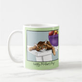 Beste Kattenmoeder Zoete Tabby Kat Moederdag Groen Koffiemok (Links)