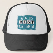 Beste kattenmoeder zwart blauw trucker pet (Voorkant)