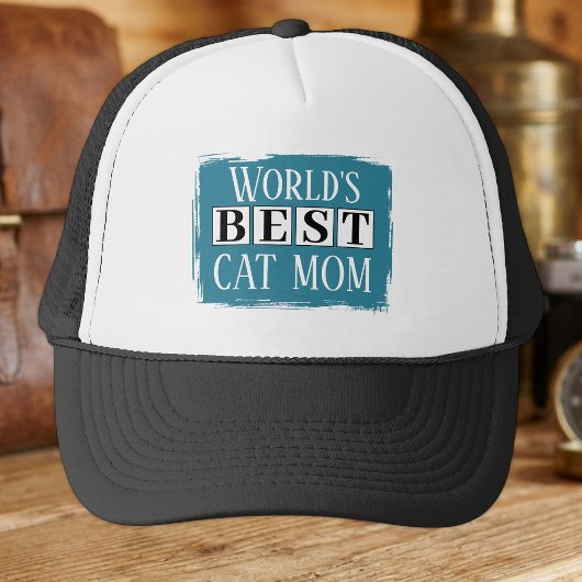 Beste kattenmoeder zwart blauw trucker pet