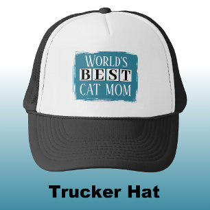 Beste kattenmoeder zwart blauw trucker pet