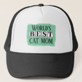 Beste kattenmoeder zwart groen trucker pet (Voorkant)