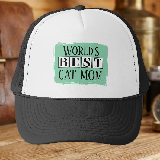 Beste kattenmoeder zwart groen trucker pet
