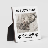 Beste Kattenpapa ter Wereld Witte Foto van Huisdie Fotoplaat (Voorkant)