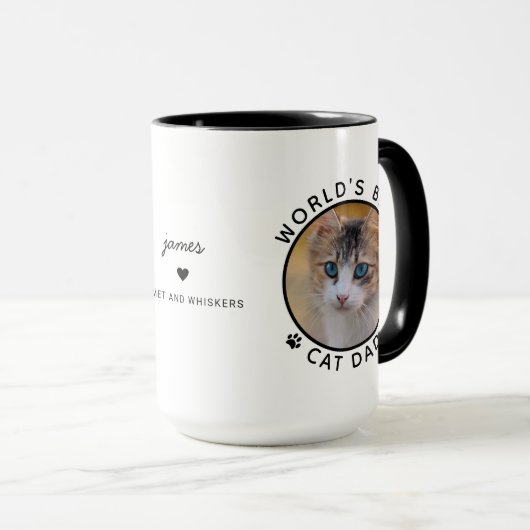 Beste Kattenpapa Twee Foto Moderne Typografie Mok (Voorkant rechts)
