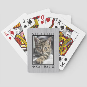 Beste Kattenpapa van de Wereld Pootafdrukken Foto Pokerkaarten