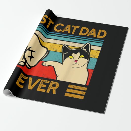 Beste kattenvader ooit Funny Cat Daddy Cadeaupapier (Uitgerold)