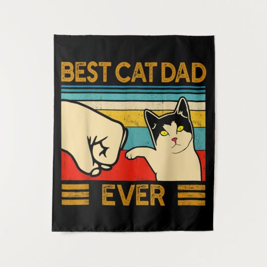 Beste kattenvader ooit Funny kat papa Wandkleed (Voorkant)