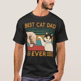 Beste kattenvader ooit grappige vintage kat papa v t-shirt