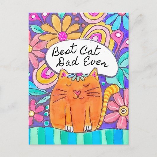 Beste kattenvader ooit kattenliefhebber ansichtkaa briefkaart (Voorkant)