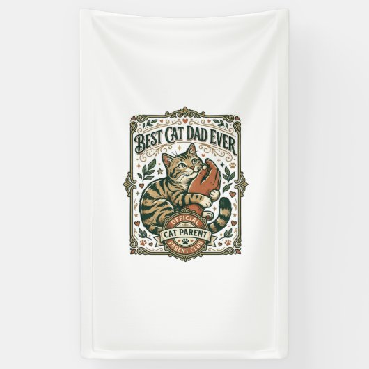 Beste kattenvader ooit Kattenmoeder vader ouder vi Spandoek (Verticaal)